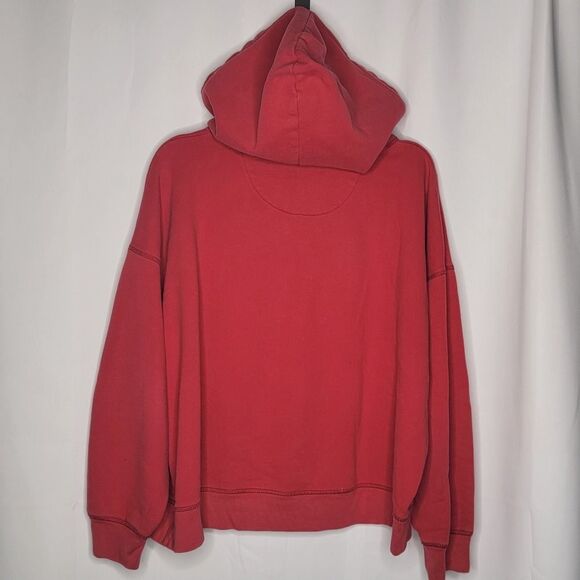 American Eagle Y2K Red White Spell Out Cozy Heavy Hooded Sweatshirt Pocket - Picture 9 of 13